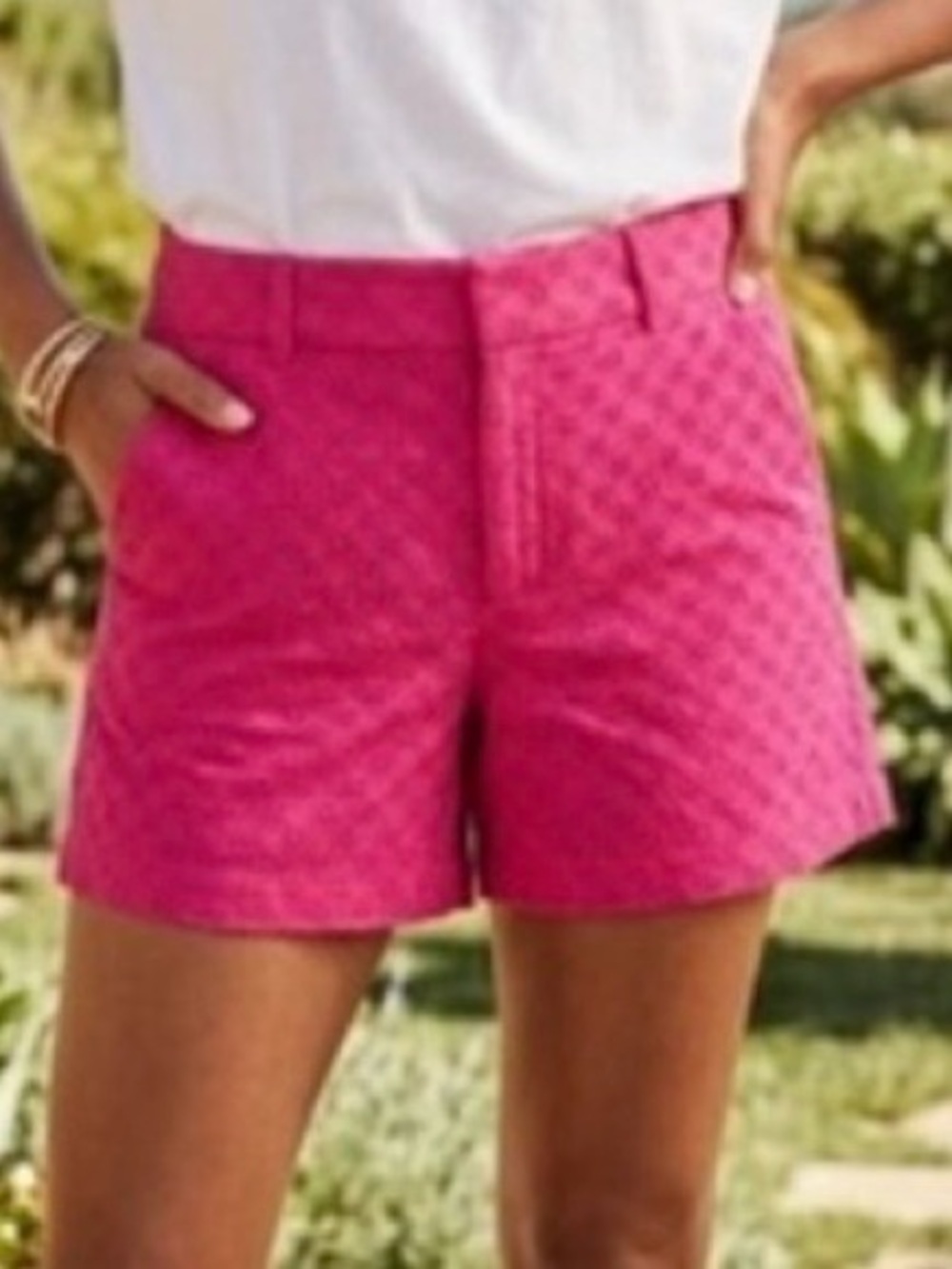 Banana Republic Hot Pink Quilted Bermuda Shorts